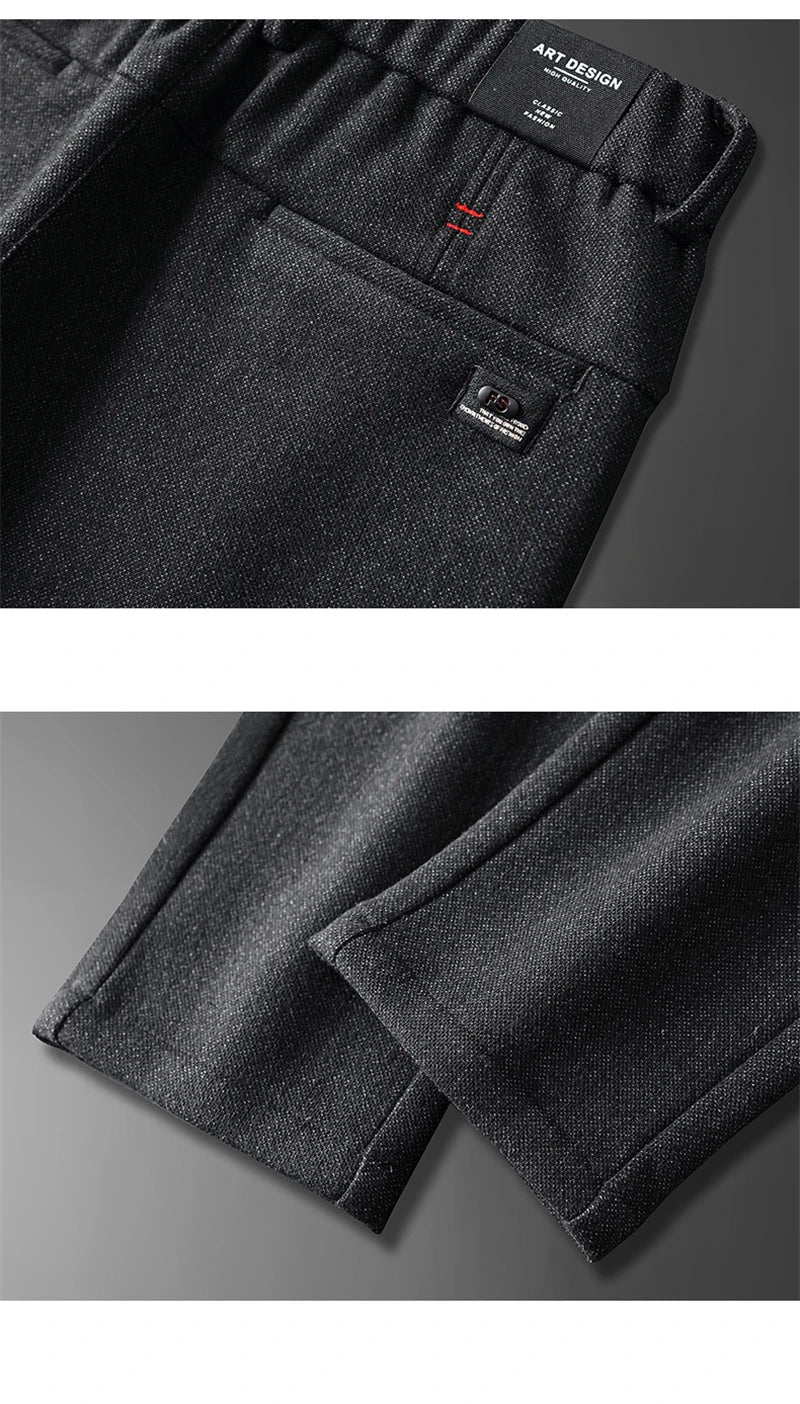 Mens Spring Autumn Fashion Business Casual Long Black Blue Grey Pants Suit Pants Male Elastic Straight Formal Trousers New Style - PratSN