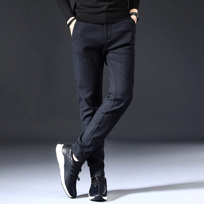 Mens Spring Autumn Fashion Business Casual Long Black Blue Grey Pants Suit Pants Male Elastic Straight Formal Trousers New Style - PratSN