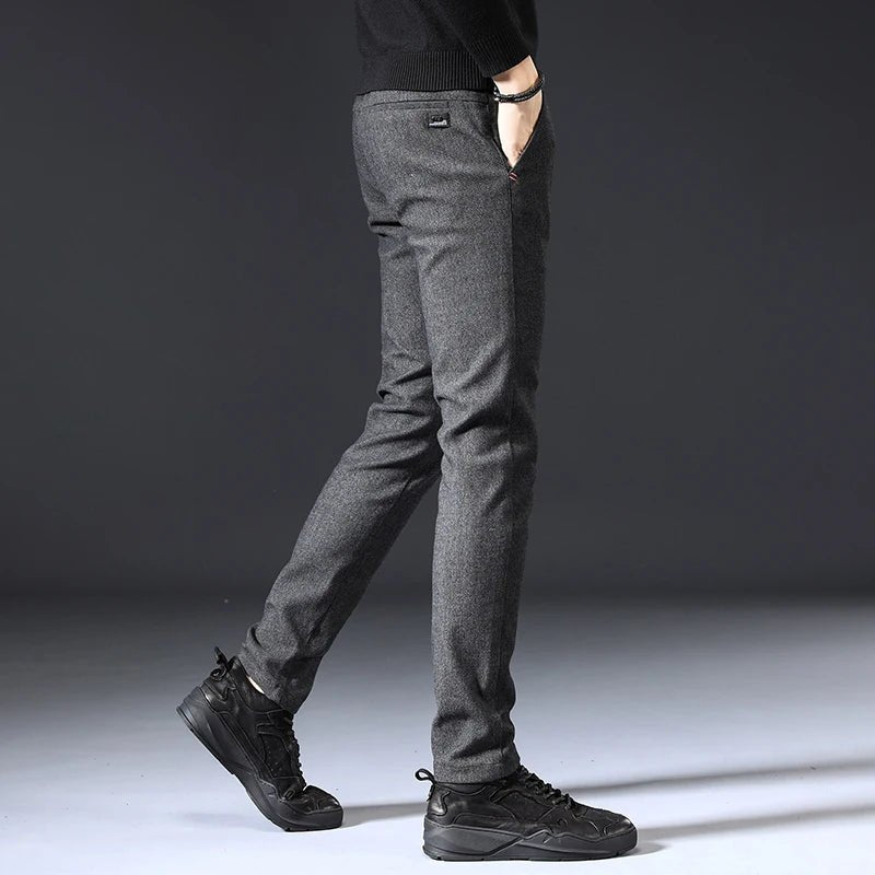 Mens Spring Autumn Fashion Business Casual Long Black Blue Grey Pants Suit Pants Male Elastic Straight Formal Trousers New Style - PratSN