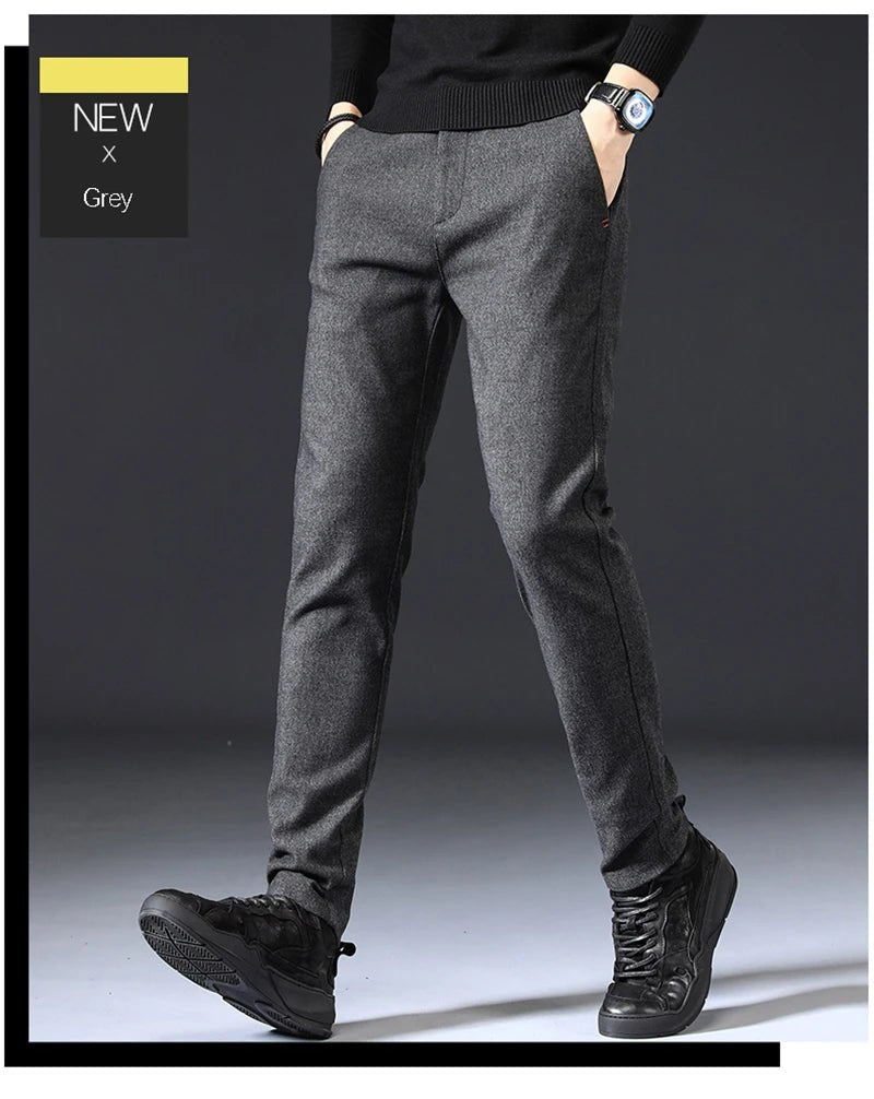 Mens Spring Autumn Fashion Business Casual Long Black Blue Grey Pants Suit Pants Male Elastic Straight Formal Trousers New Style - PratSN