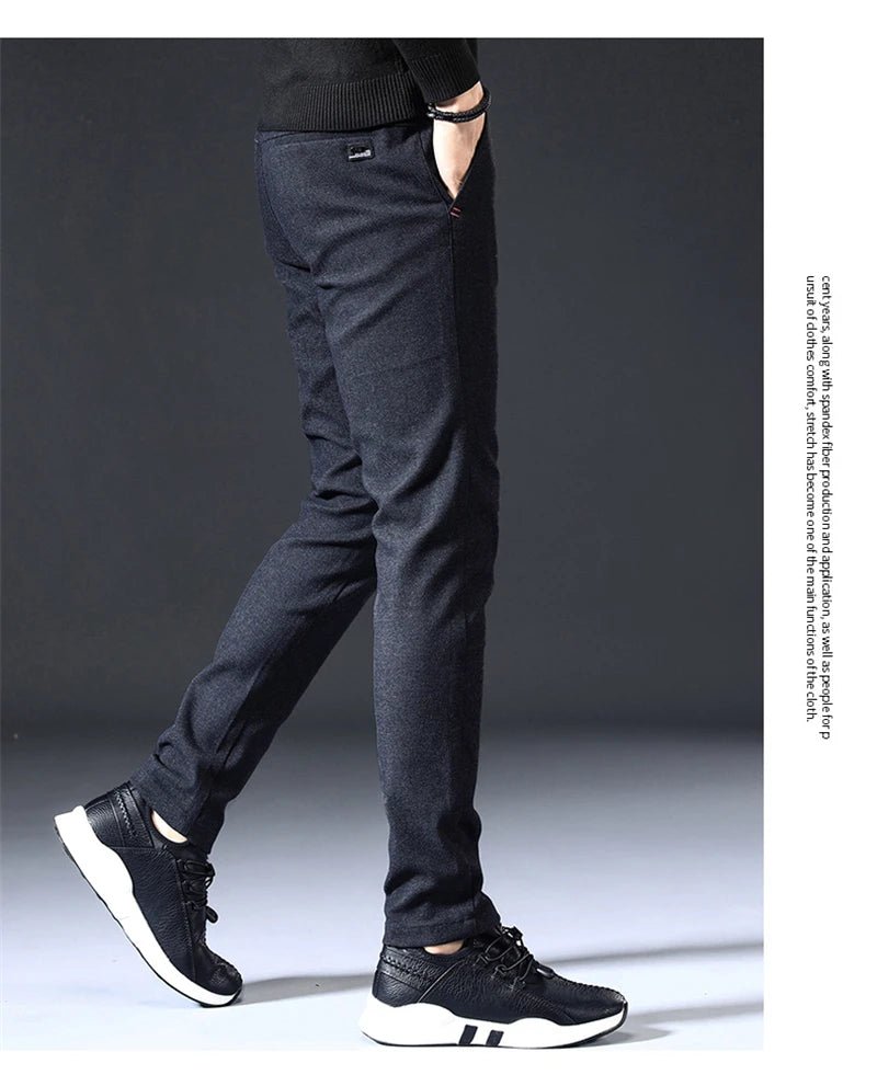 Mens Spring Autumn Fashion Business Casual Long Black Blue Grey Pants Suit Pants Male Elastic Straight Formal Trousers New Style - PratSN