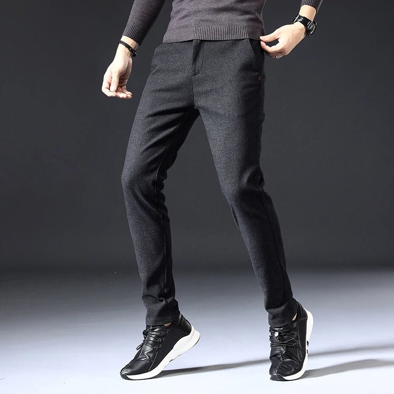 Mens Spring Autumn Fashion Business Casual Long Black Blue Grey Pants Suit Pants Male Elastic Straight Formal Trousers New Style - PratSN