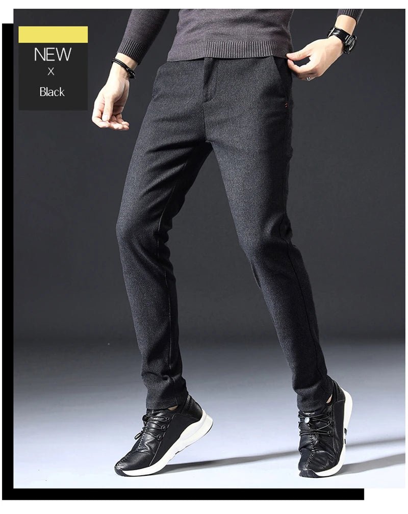Mens Spring Autumn Fashion Business Casual Long Black Blue Grey Pants Suit Pants Male Elastic Straight Formal Trousers New Style - PratSN