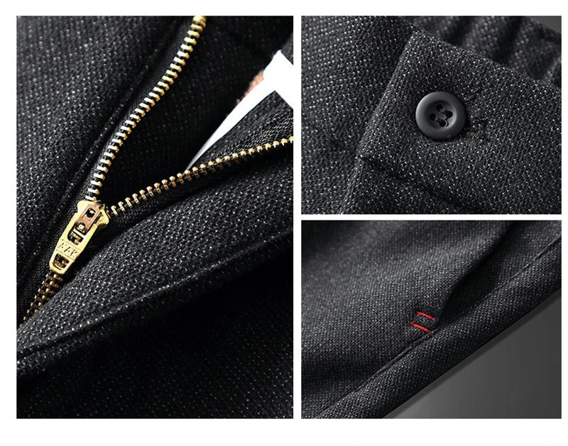 Mens Spring Autumn Fashion Business Casual Long Black Blue Grey Pants Suit Pants Male Elastic Straight Formal Trousers New Style - PratSN