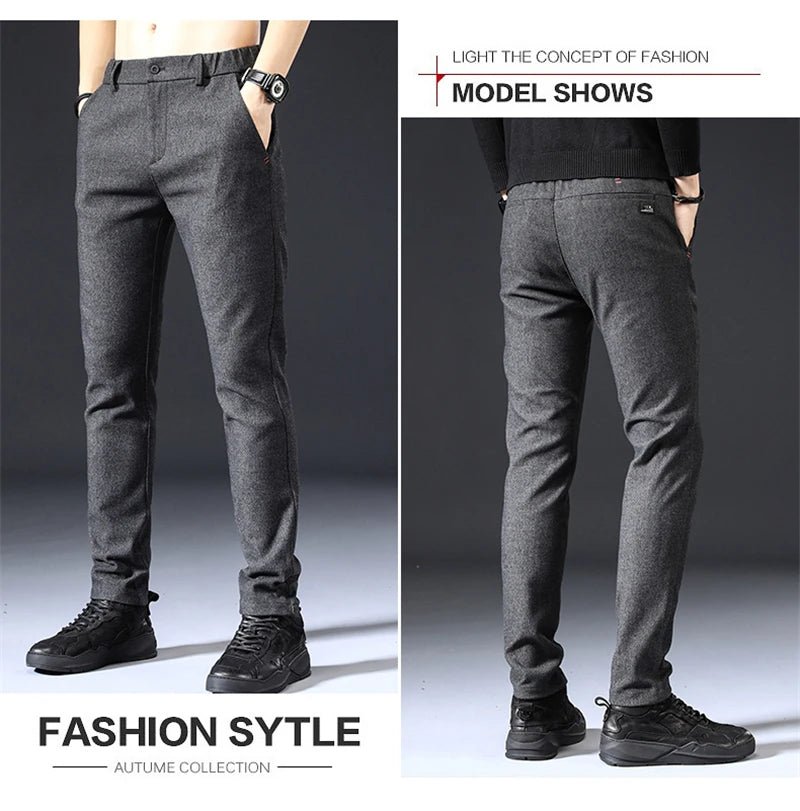 Mens Spring Autumn Fashion Business Casual Long Black Blue Grey Pants Suit Pants Male Elastic Straight Formal Trousers New Style - PratSN