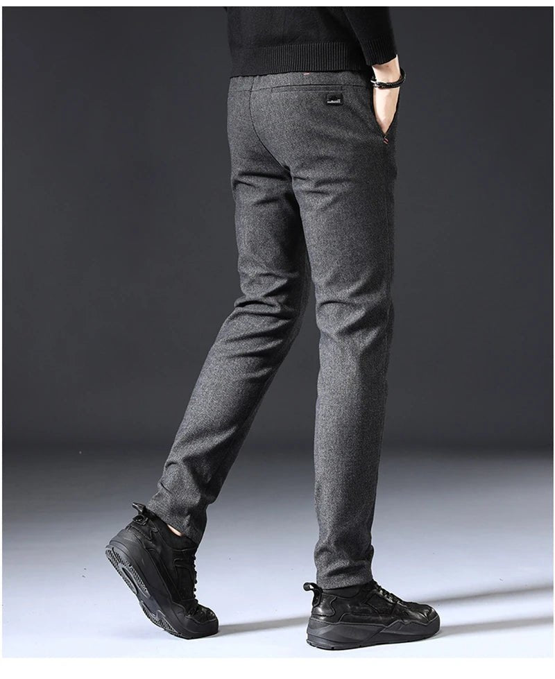 Mens Spring Autumn Fashion Business Casual Long Black Blue Grey Pants Suit Pants Male Elastic Straight Formal Trousers New Style - PratSN
