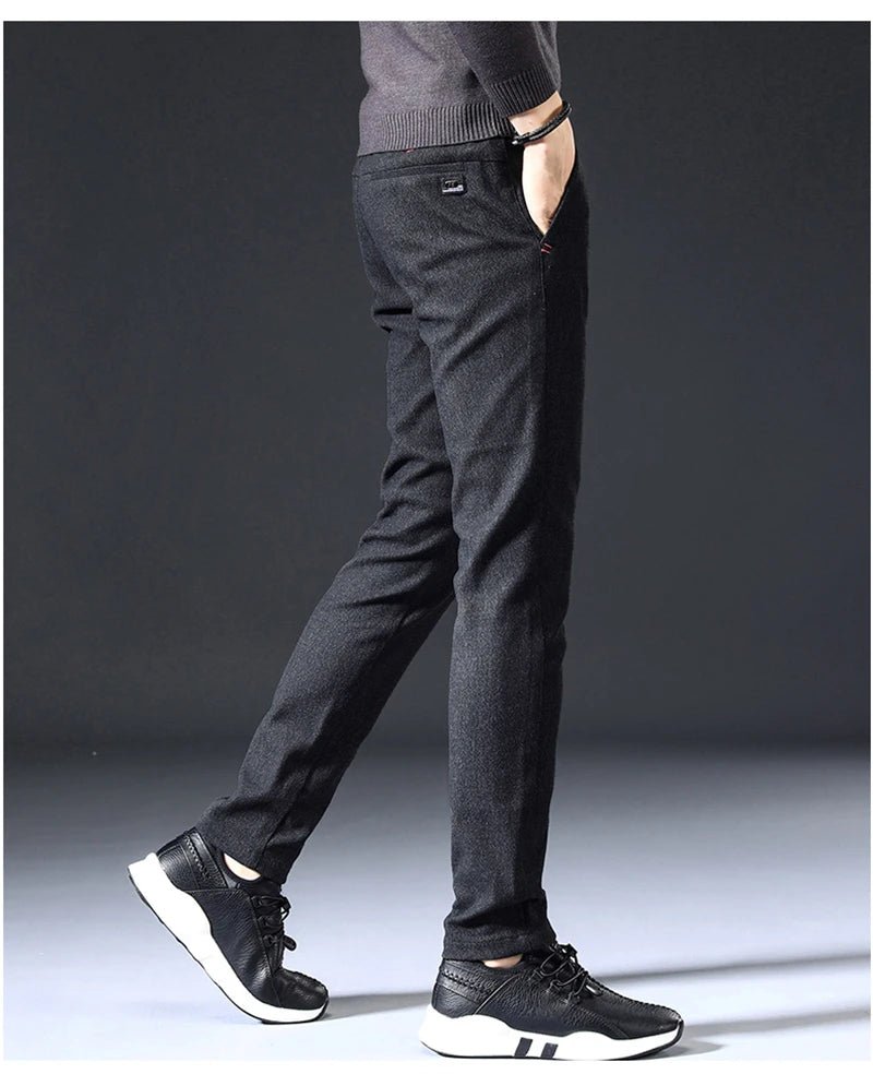 Mens Spring Autumn Fashion Business Casual Long Black Blue Grey Pants Suit Pants Male Elastic Straight Formal Trousers New Style - PratSN