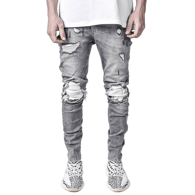 Men's Stretch Leggings Motorcycle Ripped Jeans - PratSN