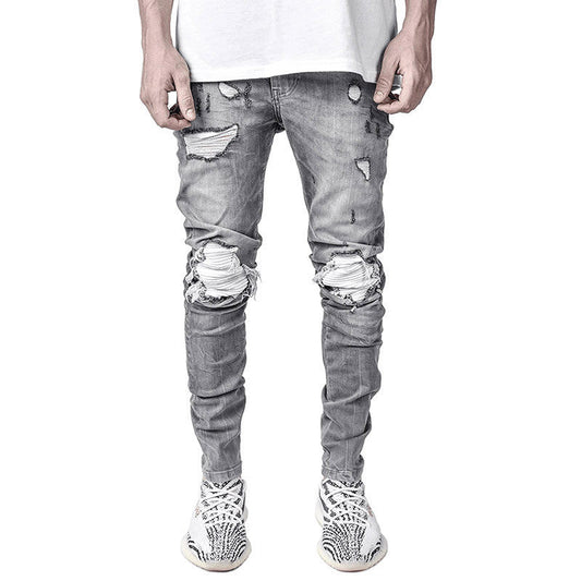 Men's Stretch Leggings Motorcycle Ripped Jeans - PratSN