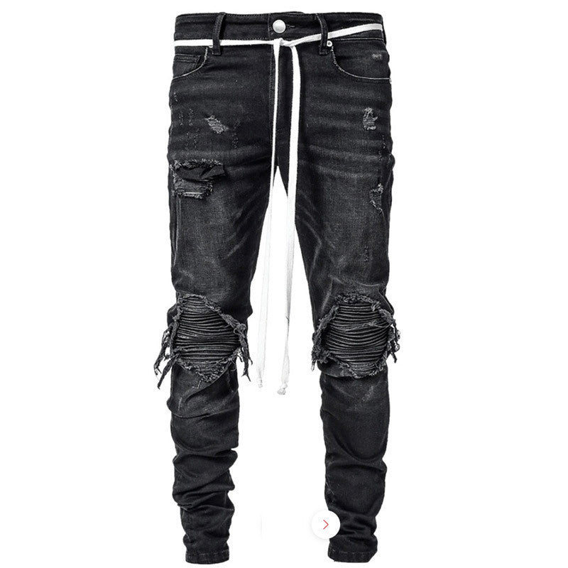 Men's Stretch Leggings Motorcycle Ripped Jeans - PratSN