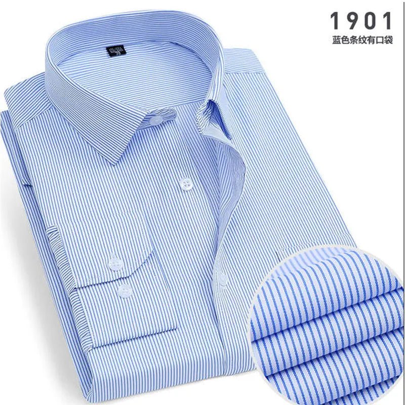 Men's Striped long - sleeved Shirt Non - ironing Anti - wrinkle Comfortable Breathable Business Casual Fashion Slim Fit - PratSN