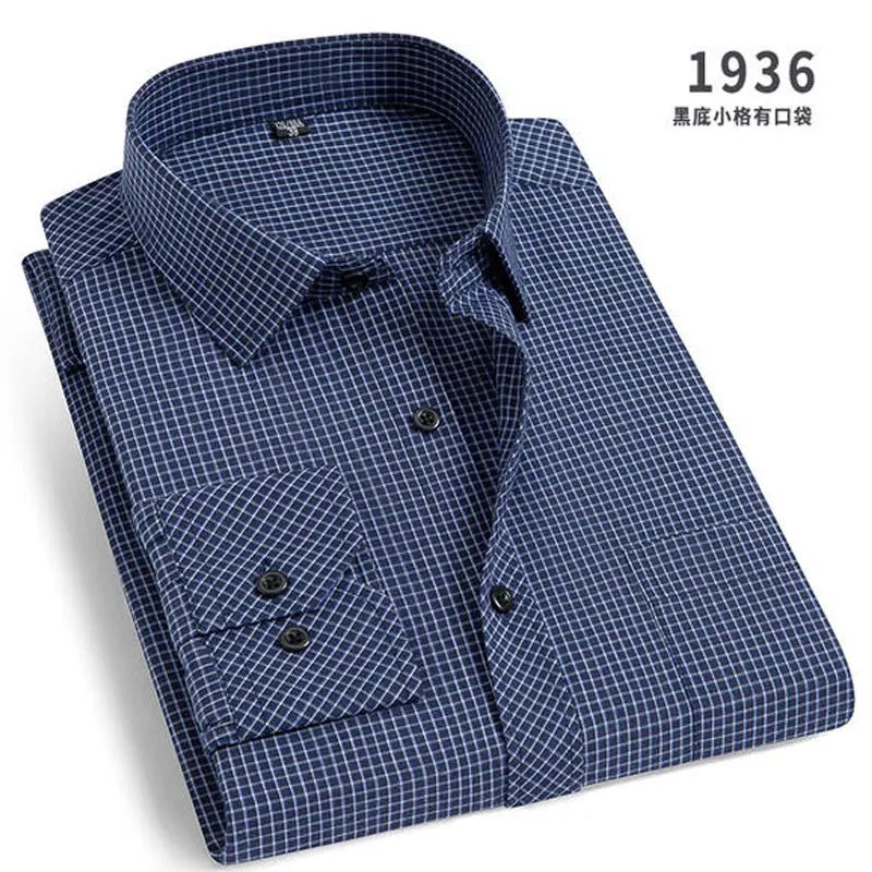 Men's Striped long - sleeved Shirt Non - ironing Anti - wrinkle Comfortable Breathable Business Casual Fashion Slim Fit - PratSN