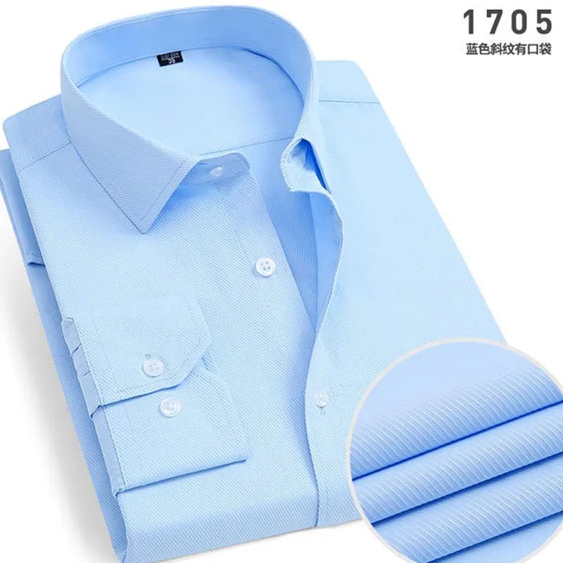 Men's Striped long - sleeved Shirt Non - ironing Anti - wrinkle Comfortable Breathable Business Casual Fashion Slim Fit - PratSN