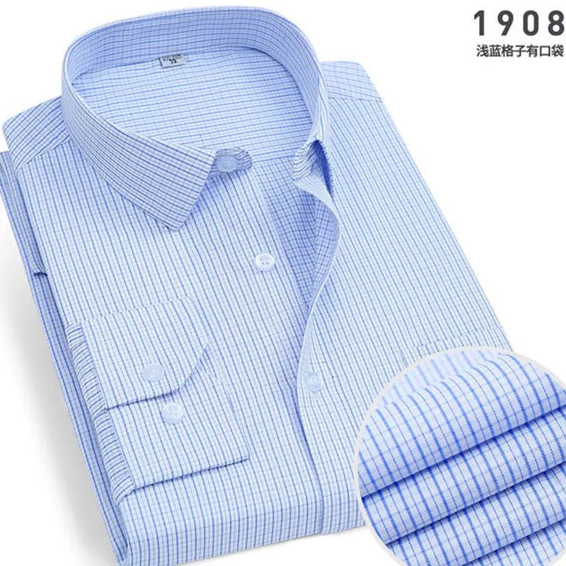 Men's Striped long - sleeved Shirt Non - ironing Anti - wrinkle Comfortable Breathable Business Casual Fashion Slim Fit - PratSN
