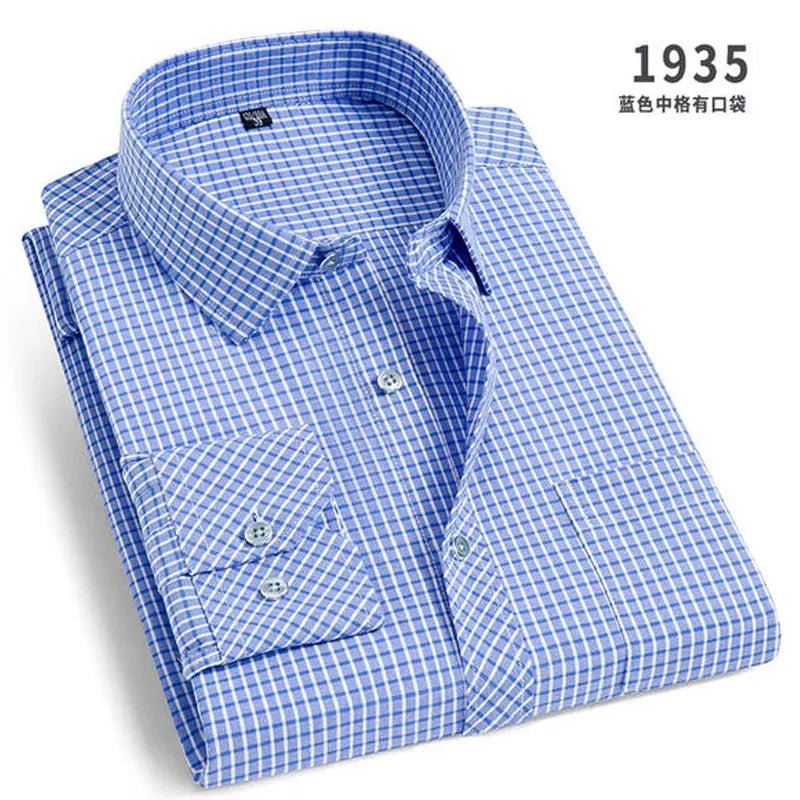 Men's Striped long - sleeved Shirt Non - ironing Anti - wrinkle Comfortable Breathable Business Casual Fashion Slim Fit - PratSN