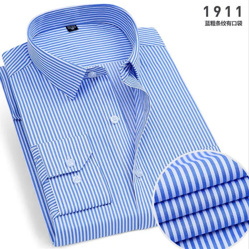 Men's Striped long - sleeved Shirt Non - ironing Anti - wrinkle Comfortable Breathable Business Casual Fashion Slim Fit - PratSN