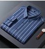 Mens Striped Shirts Korean Fashion Business Formal Wear Long Sleeve Men's Social Shirt Dress Slim Fit Elastic Office Blouse Male - PratSN