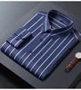Mens Striped Shirts Korean Fashion Business Formal Wear Long Sleeve Men's Social Shirt Dress Slim Fit Elastic Office Blouse Male - PratSN
