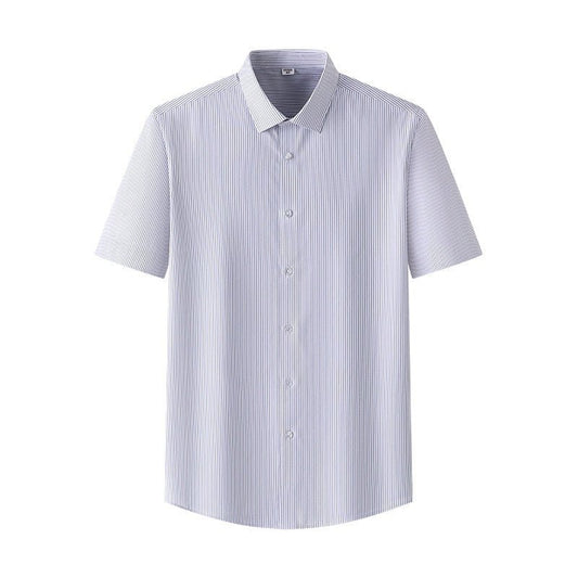 Men's Summer Silk Shirt Striped Short - sleeved Shirt - PratSN