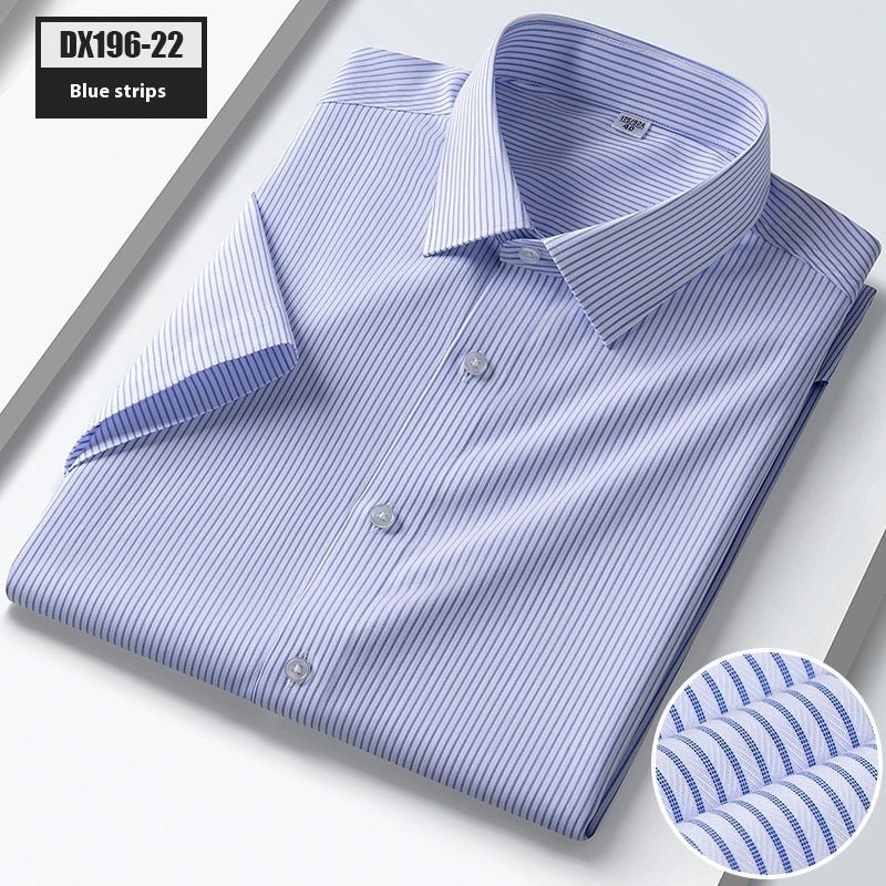 Men's Summer Silk Shirt Striped Short - sleeved Shirt - PratSN