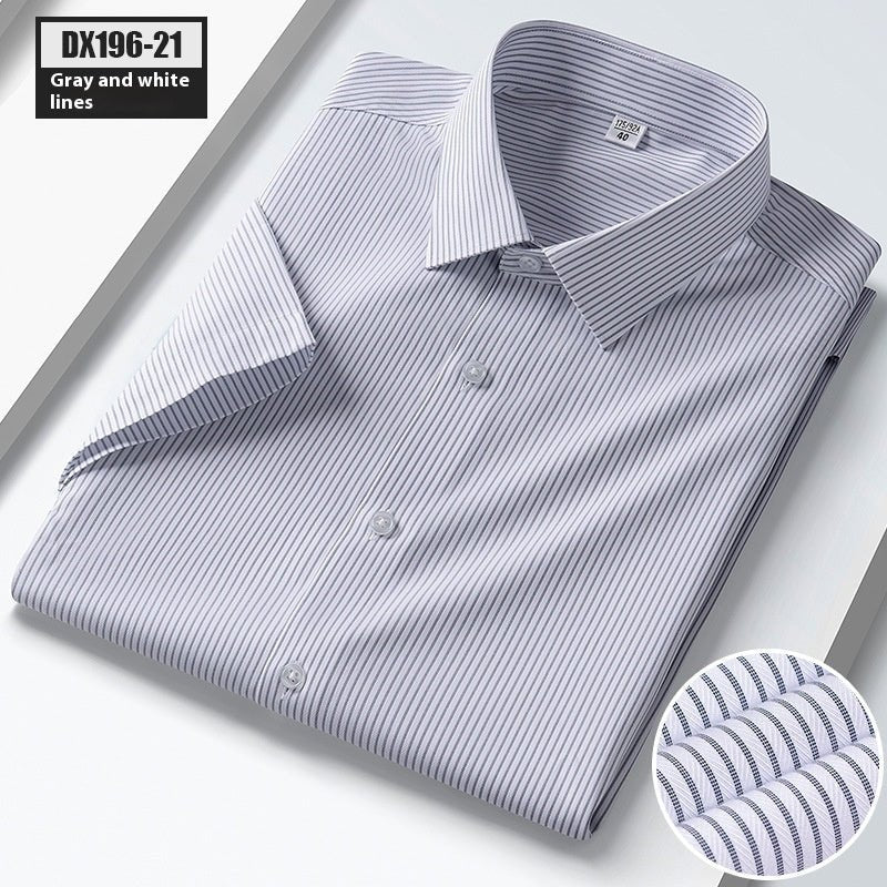 Men's Summer Silk Shirt Striped Short - sleeved Shirt - PratSN