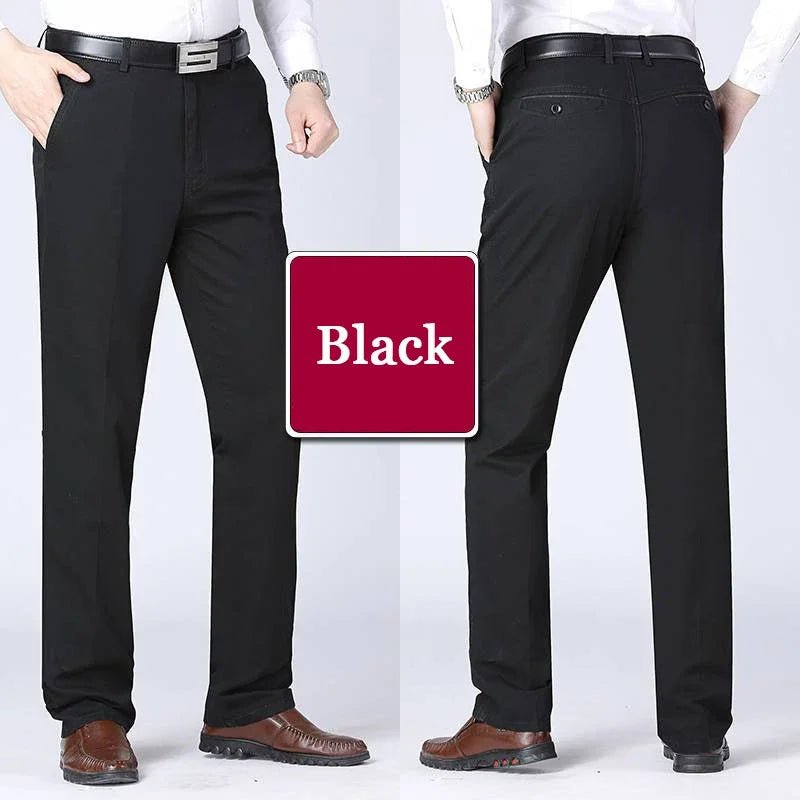 Men's Summer Thin Pants Classic Casual 100% Cotton Business Fashion Stretch Solid Comfortable Elastic Straigh Trousers KOACUS - PratSN