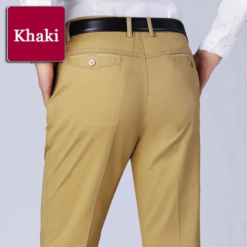 Men's Summer Thin Pants Classic Casual 100% Cotton Business Fashion Stretch Solid Comfortable Elastic Straigh Trousers KOACUS - PratSN