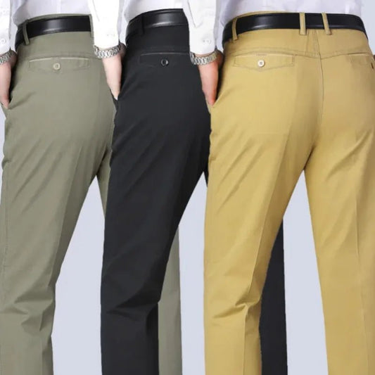 Men's Summer Thin Pants Classic Casual 100% Cotton Business Fashion Stretch Solid Comfortable Elastic Straigh Trousers KOACUS - PratSN