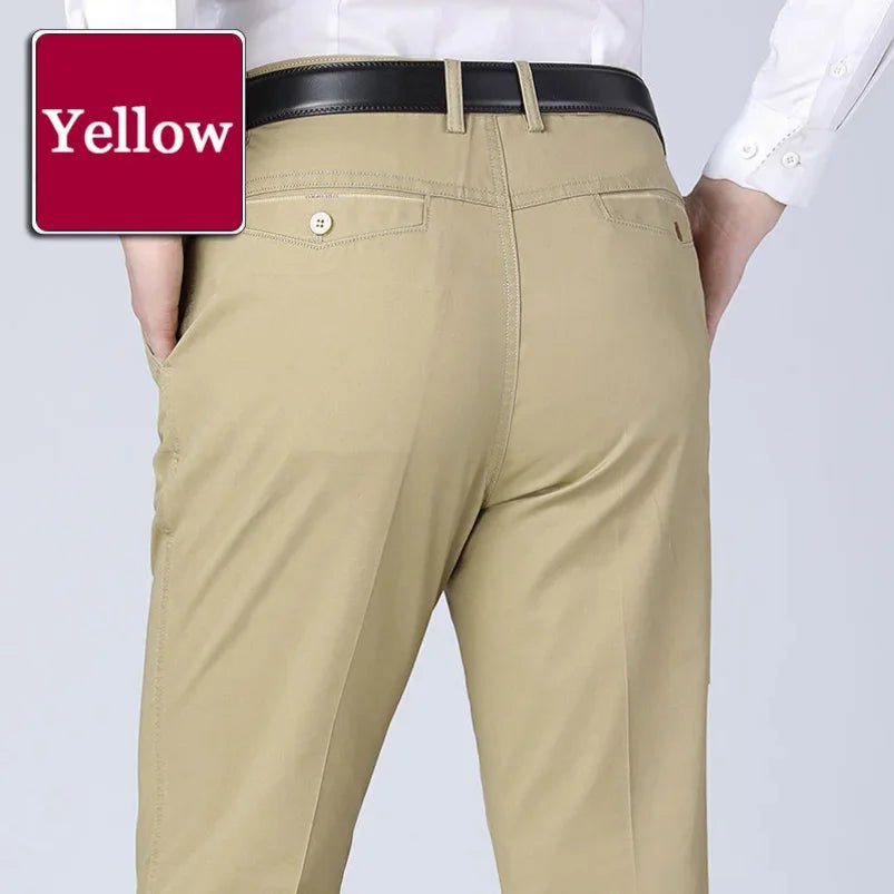Men's Summer Thin Pants Classic Casual 100% Cotton Business Fashion Stretch Solid Comfortable Elastic Straigh Trousers KOACUS - PratSN