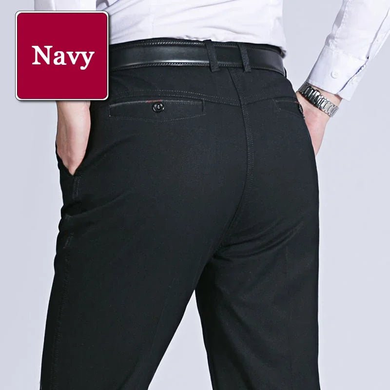 Men's Summer Thin Pants Classic Casual 100% Cotton Business Fashion Stretch Solid Comfortable Elastic Straigh Trousers KOACUS - PratSN