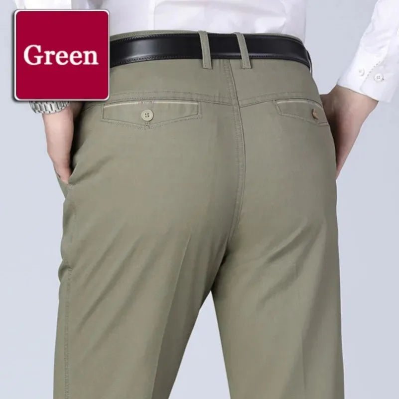 Men's Summer Thin Pants Classic Casual 100% Cotton Business Fashion Stretch Solid Comfortable Elastic Straigh Trousers KOACUS - PratSN