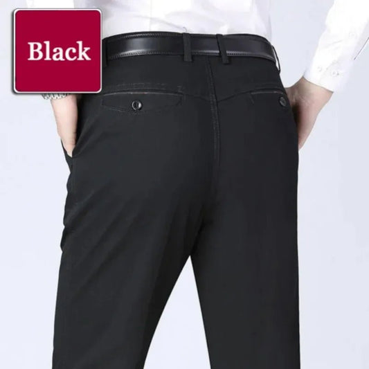 Men's Summer Thin Pants Classic Casual 100% Cotton Business Fashion Stretch Solid Comfortable Elastic Straigh Trousers KOACUS - PratSN