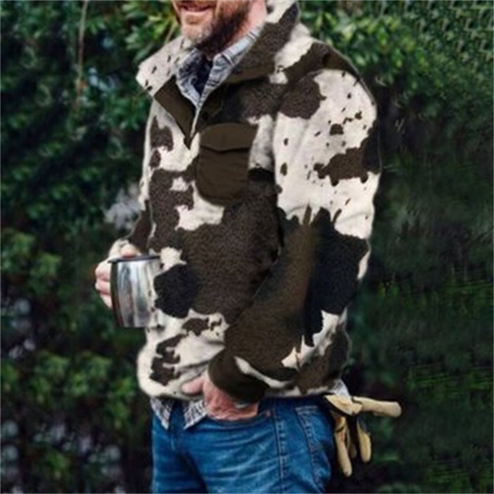 Men's Sweater Autumn And Winter Casual Button Pocket Flannel Plush - PratSN
