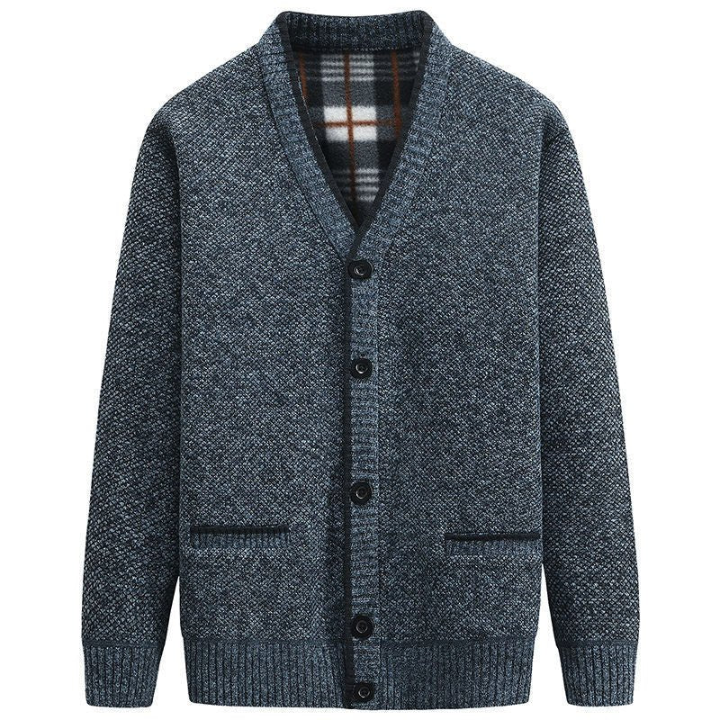 Men's Thickened Fashion Cardigan Sweater V - neck Slimming - PratSN