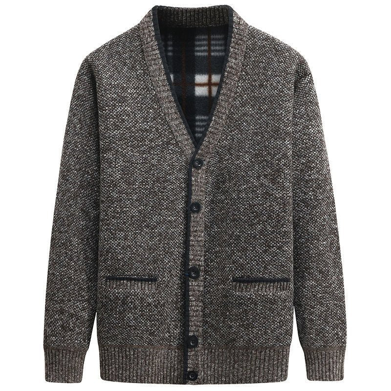 Men's Thickened Fashion Cardigan Sweater V - neck Slimming - PratSN