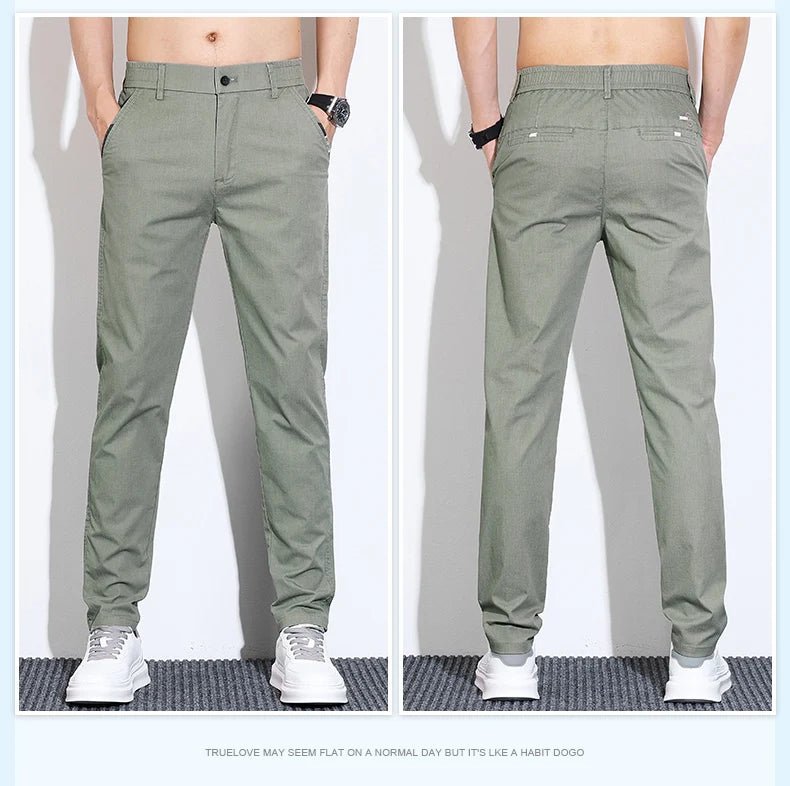 Men's Thin Straight - leg Slim Casual Pants Classic Style Advanced Stretch Trouser 2024 New Male Popular Clothing 28 - 38 - PratSN