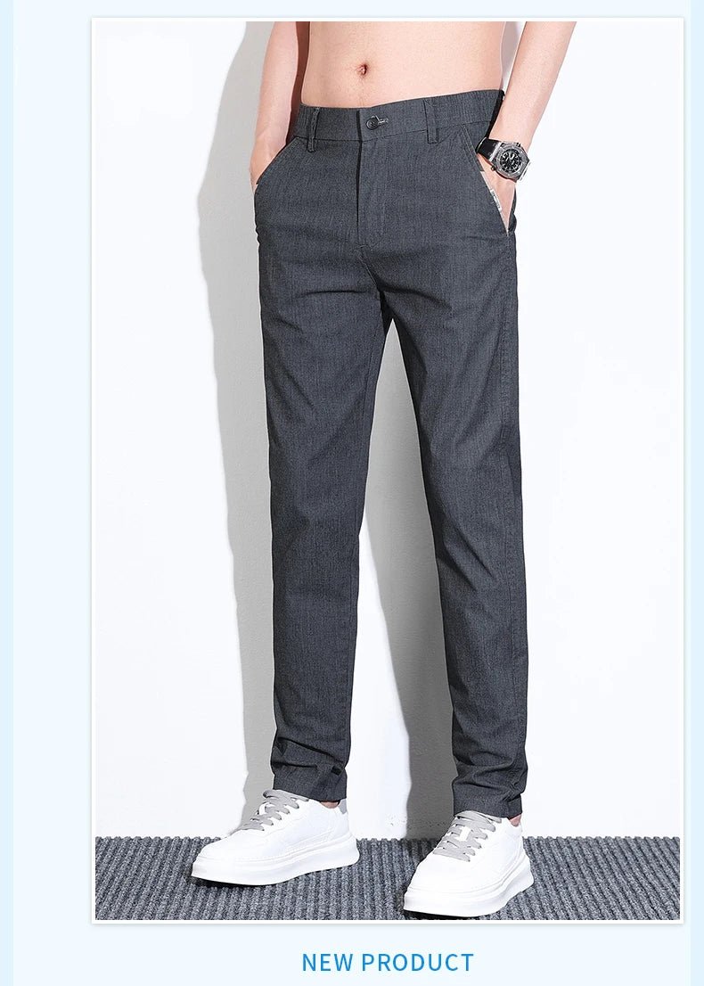 Men's Thin Straight - leg Slim Casual Pants Classic Style Advanced Stretch Trouser 2024 New Male Popular Clothing 28 - 38 - PratSN