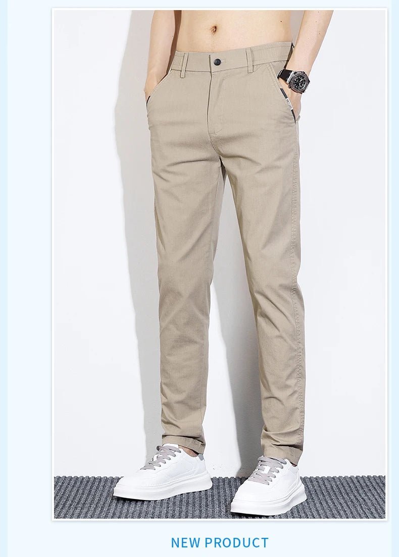 Men's Thin Straight - leg Slim Casual Pants Classic Style Advanced Stretch Trouser 2024 New Male Popular Clothing 28 - 38 - PratSN
