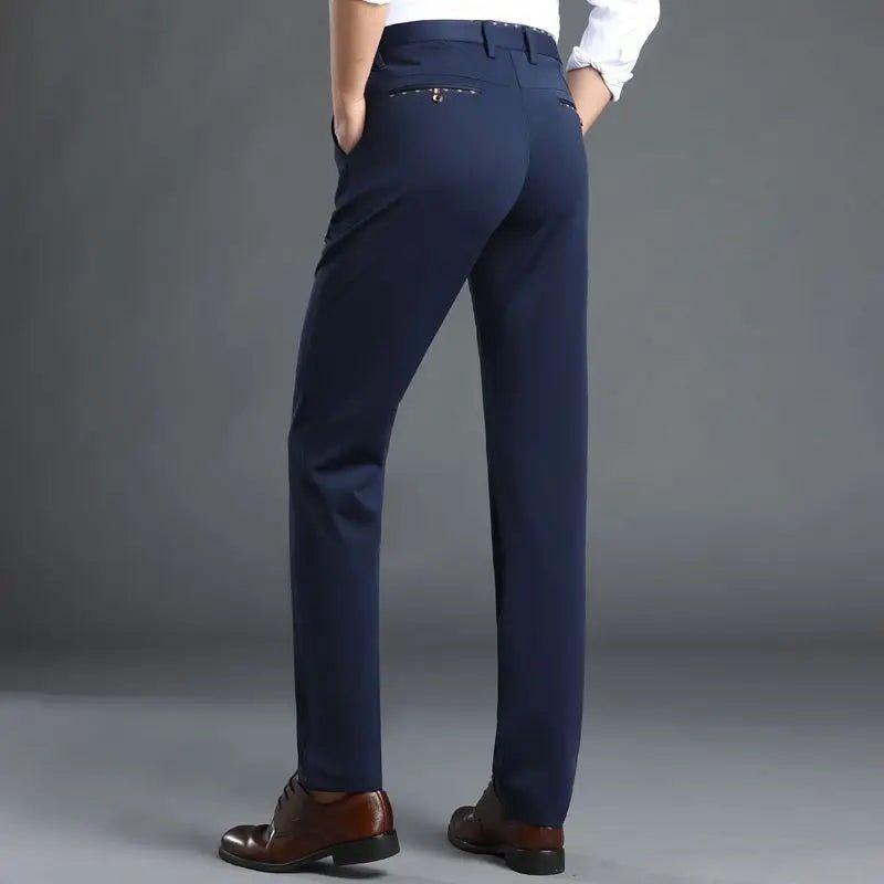 Men's Travel Dress Pants Stretch, No Iron Required Business Trousers, British Classic Slim Fit Lightweight Office Work Pants - PratSN