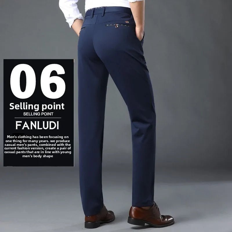 Men's Travel Dress Pants Stretch, No Iron Required Business Trousers, British Classic Slim Fit Lightweight Office Work Pants - PratSN