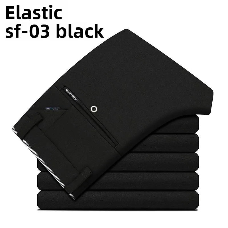Men's Travel Dress Pants Stretch, No Iron Required Business Trousers, British Classic Slim Fit Lightweight Office Work Pants - PratSN