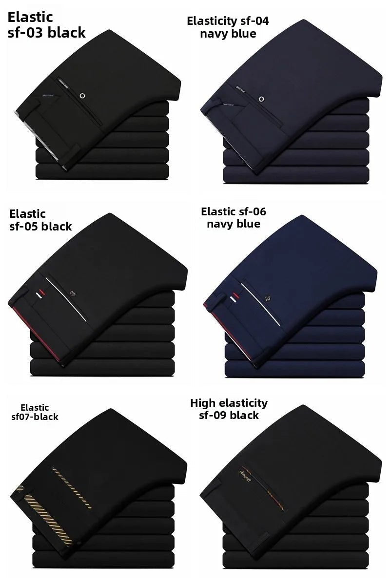 Men's Travel Dress Pants Stretch, No Iron Required Business Trousers, British Classic Slim Fit Lightweight Office Work Pants - PratSN