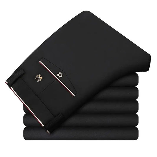 Men's Travel Dress Pants Stretch, No Iron Required Business Trousers, British Classic Slim Fit Lightweight Office Work Pants - PratSN