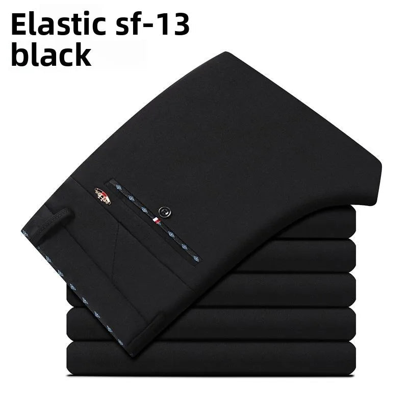 Men's Travel Dress Pants Stretch, No Iron Required Business Trousers, British Classic Slim Fit Lightweight Office Work Pants - PratSN