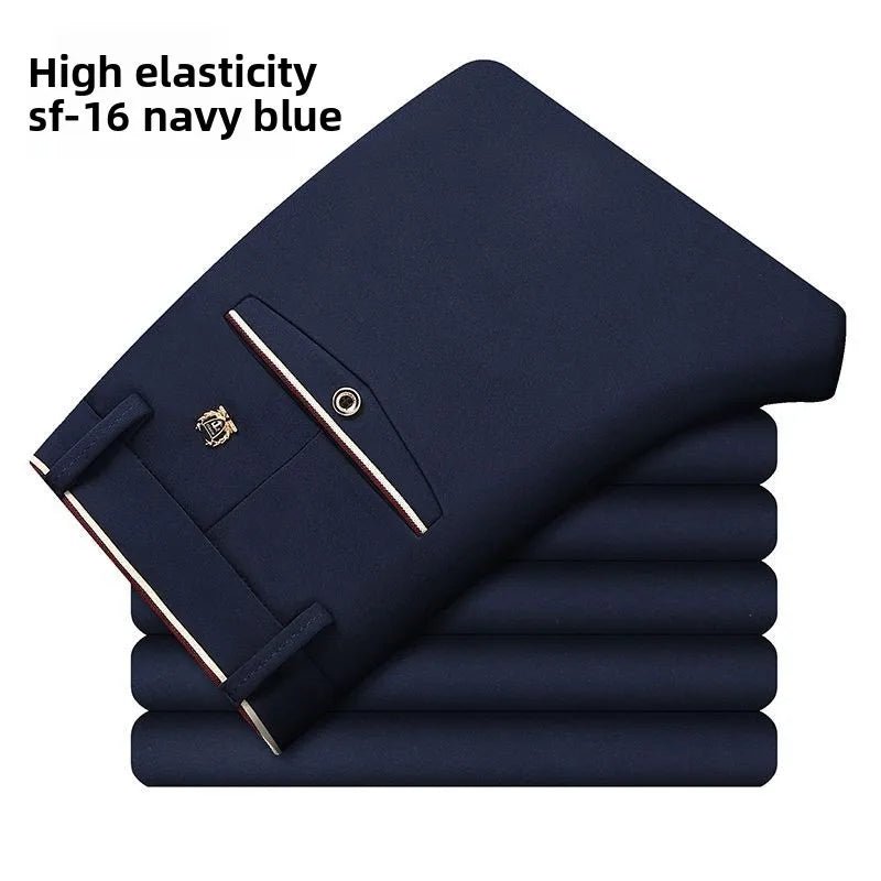 Men's Travel Dress Pants Stretch, No Iron Required Business Trousers, British Classic Slim Fit Lightweight Office Work Pants - PratSN