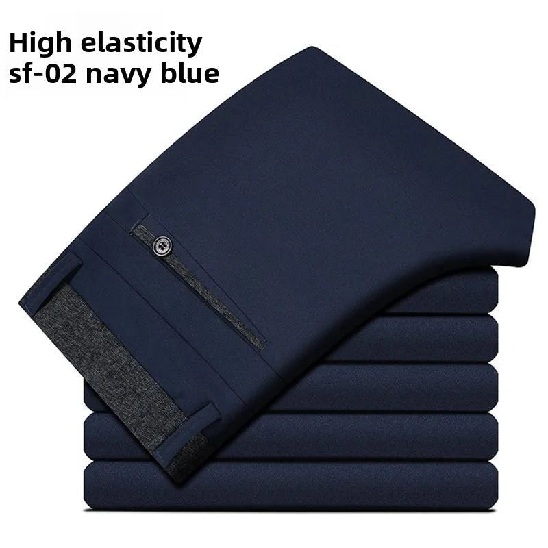 Men's Travel Dress Pants Stretch, No Iron Required Business Trousers, British Classic Slim Fit Lightweight Office Work Pants - PratSN