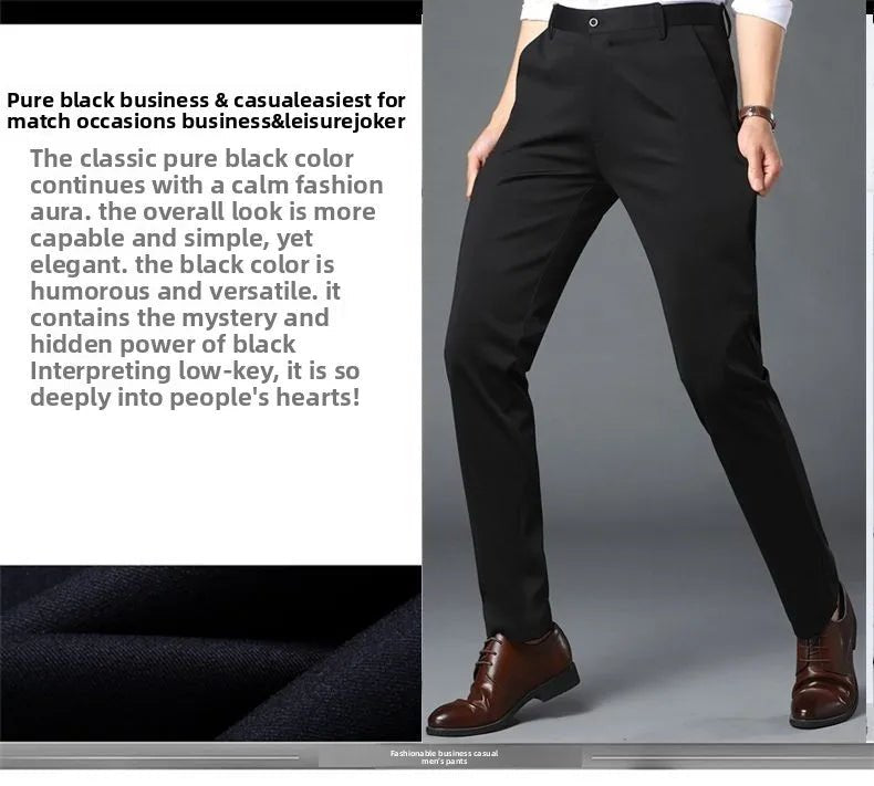 Men's Travel Dress Pants Stretch, No Iron Required Business Trousers, British Classic Slim Fit Lightweight Office Work Pants - PratSN