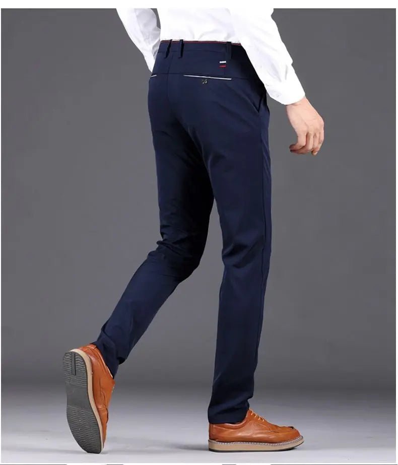 Men's Travel Dress Pants Stretch, No Iron Required Business Trousers, British Classic Slim Fit Lightweight Office Work Pants - PratSN
