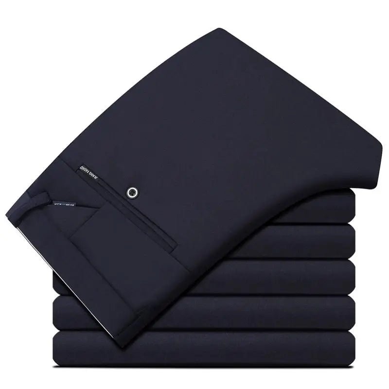 Men's Travel Dress Pants Stretch, No Iron Required Business Trousers, British Classic Slim Fit Lightweight Office Work Pants - PratSN