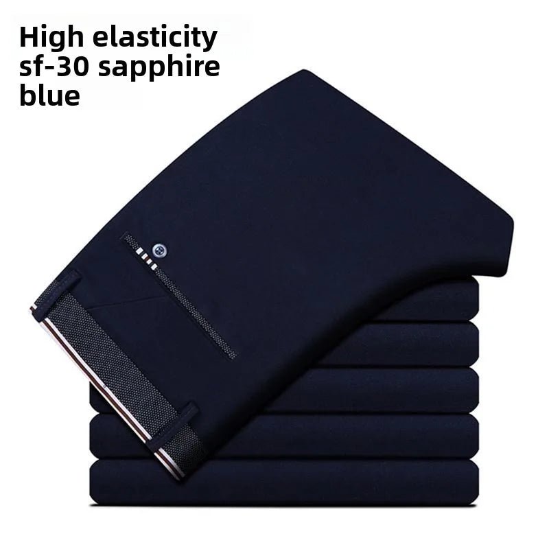 Men's Travel Dress Pants Stretch, No Iron Required Business Trousers, British Classic Slim Fit Lightweight Office Work Pants - PratSN
